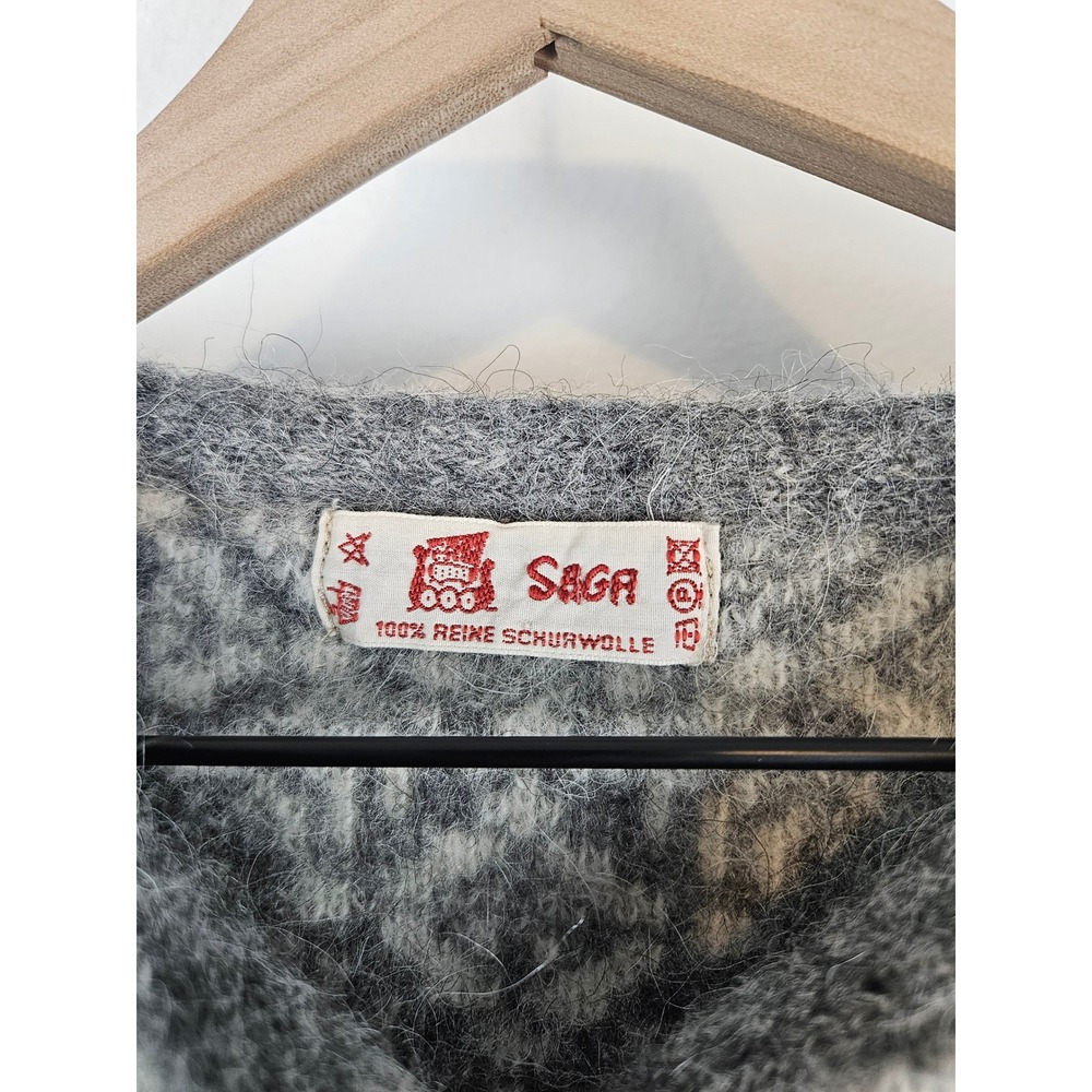 Saga vintage 70s 80s Icelandic sweater jumper 100% wool, size US L, D/NL 42 tan - Picture 5 of 6